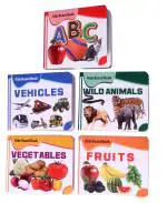 Homeshopeez Early Learning Little Library Kids Children Baby Books Set For 1 Year Old to 3 Year Old , Set of 5 Books - Alphabets, Fruits, Vegetables, Vehicles, Wild Animals. Best Books For Toddlers.