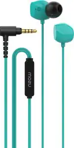 Mozu Audiology 101 with Rugged Wire, L-Shape Connector, Built-in-Mic Wired Headset (Mint Blue, In the Ear)