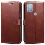 RUPELIK Motorola/ Moto G20 Vintage Leather flip Case Cover| Inside TPU with Card Pockets Wallet Stand Magnetic Closure 360 Degree Complete Protection Vintage Flip Cover for Motorola/ Moto G20 - Brown