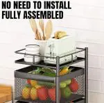 YASH Marketing 2 Layer Kitchen Rotating Trolley Portable Storage Rack Square Design Fruits & Vegetable Onion Cutlery, Spice,Jars Container Basket Organizer Holder Stand for Kitchen -(Black,Pack of 1)