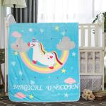 Baby Moo Magical Unicorn Blue One Ply Blanket