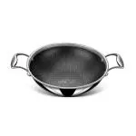 Stahl Triply Stainless Steel Artisan Hybrid Kadhai with Lid, 6328, 28cm, 4.4 Liters