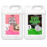 FLISKO Dishwash Liquid Gel Pink 5L & Green 5L Child Safe Liquid Gel | Natural Powder