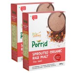First Weaning Sprouted Organic Ragi Malt for kids, enriched with dry fruits, (Pack of 2, 400g)