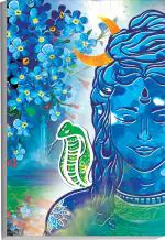 Surmul Multicolor Sunboard Medium Lord God Shiv Ji Poster With Blue Color Natures Removable Sticker