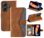 Autofocus Faux Leather Back Case Flip Cover for Infinix Hot 30i with ID Card Slot | Foldable Stand | 2 Card Slot | 1 Cash Slot | Magnetic Closure - Executive Brown, 21709