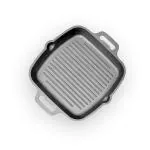 The Indus Valley Pre Seasoned Super Smooth Cast Iron Grill Pan with Double Handle, 34x29cm - Black