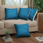 Story@Home Cyan Blue Dotted Lines Polyester Alegra Cushion Covers 40 x 40 cm (Set of 4)