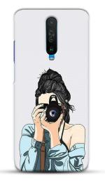 MobiEra Poco X2 Multicolor Girl with Camera Design Plastic Hard Case Cover