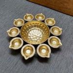 HOME STYLE DECORE Diya Decorative Metal Flower Bowl for Home, Handmade Floating Flower Bowl and Tea Light Candle Home Office Table Decoration | Products