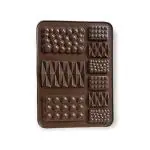 Moldberry 9 in 1 Cavities Multi Silicone Chocolate bar Mould/Chocolate Making and Shaping Mould/Waffle Shape (Bubble, Dotted and Origami Zig zag Spike) Chocolate Mould for Jelly, Candy, Fondant Pack of 1