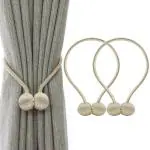 HASTHIP Magnetic Curtain Tiebacks Curtain Clips Rope Holdbacks Curtain Weaving Holder Buckles for Home Office Decoration, Pack of 2
