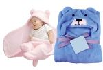 MY NEWBORN Soft Fleece (32 X 34 inch ),Baby Hooded Blanket Wrapper-(Blue, Pink)