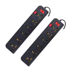 LAZYwindow Premium High Quality Extension Board 6+1 with 230cm Wire Length 3 Pin (Black) Pack of 2