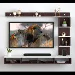 ANKIT CRAFTS Wall Mount Walnut Color TV Unit Size up to 43 Inch TV with Installation