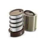 VAYA TYFFYN Graphite Brown Oval Shape Polished Stainless Steel Lunch Box with Four Containers Without Bagmat, 1300 ml