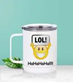 AKP Sublimation LOL Hahaha Multicolor Stainless Steel Mug with Lid 325 ml