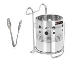 First Front Stainless Steel Momo Tong with Stainless Steel Cutlery Holder With Stand and Multicolour, Pack of 2