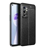 Golden Sands for OnePlus 9RT Back Cover Leather Texture Series Shockproof Armor Rugged TPU Case Compatible with OnePlus 9RT 5G Mobile, Astral Black