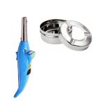 First Front Dolphine Shape Electric Gas Lighter With Stainless Steel Ash Tray Tabletop Decor and Multicolour, Pack of 2