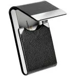 Zibuyu Business Card Holder Metal Visiting Card Case Classy Card Holder For Women & Men Pu Leather Wallet Card Case With Metal Magnetic Clasp, 20 Cards (6X9.5Cm) - Black