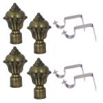 K D ENTERPRISE Antique Brass Antique Curtain Brackets With Support Fittings For 1 Inch Rod (Pack Of 2 Pair)