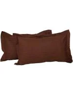 TRUE PAISA 2 Piece Plain Stripes Pillow Cover For Bed Couch - Ultra Soft Luxuries Large Size Glace Cotton Pillow Cover Cases - Premium Stitched Standard Pillow Cover Set, 18 x 28 Inches, Brown