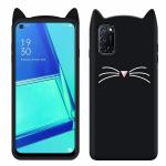 Indiacase Oppo A52 Black Slim Silicone, Rubber Cat Design, Wireless Charging Compatible Cases & Covers, Display Size-12 mm, 14 x 7 x 5 mm