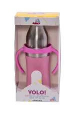 Adore Stainless Steel Sleeve 3 in 1 Feeding Bottle With Handle - 250 ml(Pink)