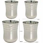 Prisha India Craft Stainless Steel Glass Capacity 300 ML, Set of 4