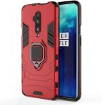Mamani OnePlus 7 and 7T Pro Red Carbon Fibre Anti-fingerprint and Scratch Resistance Protective Case Cover with 360 Degree Rotating Ring Holder 7.5 x 1 x 16 cm