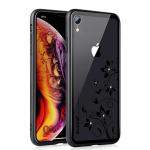Memumi Crystal SWAROVSKI Series Toughened GLASS Soft Bumper Back Cover for Apple iPhone XR (Black)