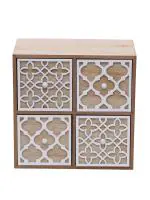 Tayhaa Beige Detailed and Cute Wooden Box