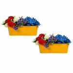 Klassic Metal Yellow Railing Striped Planter with Hanger 16 inch (Pack of 2)
