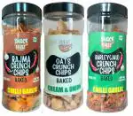 Snack First Baked Rajma, Barley Spicy Garlic & Oats Cream Onion Crunchips , Healthy Chips, Healthy Snack, High Protein, High Fiber, Vegan, Non-GMO, Guilt Free Each 160g