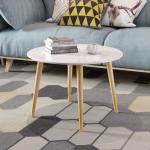 Brown Art Shoppee White Round Coffee End Table,Modern Tea Side Table Furniture,Wooden Table with 4-Legs-24 inches
