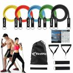 FirstFit Resistance Bands Set,Workout Bands,Exercise Bands,5 Tube Fitness Bands with Door Anchor,Handles,Portable Bag,Legs Ankle Straps for Physical Therapy,Home Workouts [Premium Edition]Toning Tube
