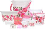 Royal Elegant Bathroom Set 11 Pcs. Assorted Color(2Bkt+ Tub+ Mug+ stool+ Pedalbin+ Case+ Dustpan)