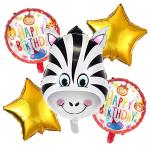 AMFIN (Pack of 5) Animal Themed Birthday Party Supplies Animal Balloons Zebra Theme Party Decoration Foil Balloon Birthday Decoration Items Jungle Party Balloons