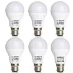 3A BRIGHT 9-Watt B22 Cool White Round LED Bulb, Combo Pack of 6