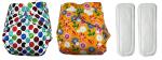 naughty bottoms Washable, Reuseable Cloth Diaper- Polka Orange Combo With 2 Free Dry Feel Absorbent inserts