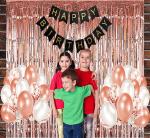 Crackles Rose Gold Latex Decoration Balloons with Happy Birthday Banner (Pack of 23)