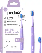Perfora Electronic Toothbrush | 90 Days Battery Life | AAA Battery Powered with Super Soft Dupont & Vibrating Bristles Technology | Electric Toothbrush for Men & Women | 2 Brush Heads & 2 Brush Covers | Lilac Lavender