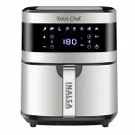 INALSA Sous Chef, 1650W, 6.5L Digital Air Fryer with Stainless Steel body, 8 Preset Programs, Variable Temperature Control & Auto Shake Reminder Black & Silver