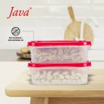 JAVA - 500 ml Plastic Grocery Container (Pack of 2, Red)