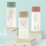 MUMUSO Textured Lid Glass Bottle - 300ml/Khaki