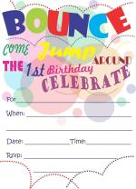 Askprints Birthday Bounce Party Invitations Card with Envelopes - Kids Birthday Party Metalic Invitations for Boys or Girls (25 Count) BIC-1008