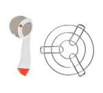 FIRST FRONT Stainless Steel Apex Pizza Cutter With Stainless Steel Kadai | Cooker Stand and (Multicolour, Pack of 2)