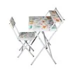 Wishing Clouds Animal Pattern Foldable Kids Study Table & Chair, Ideal for Homework, Arts and Crafts