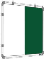 SHELFKING 1.5X2 Feet Premium Combination Board (Non - Magnetic Whiteboard With Green ChalkBoard) For Home, Office And School. Heavy-Duty Aluminium Frame (Pack Of 1 Board)| Colour - White & Green White, Green board (45 cm x 60 cm)